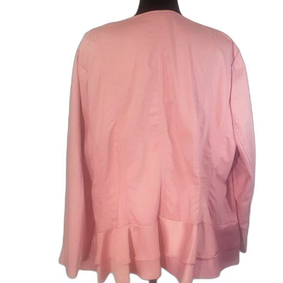 Lane Bryant Pink Ruffle Full Zip Pockets Jacket Size 28 - Picture 6 of 8